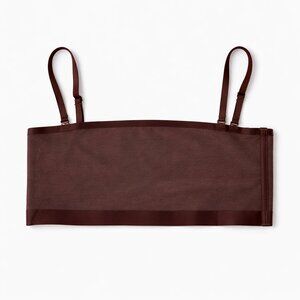 🌷SKIMS Mesh Tube Bandeau Top | Cocoa Brown Stretch Removable Straps - Sz Lg